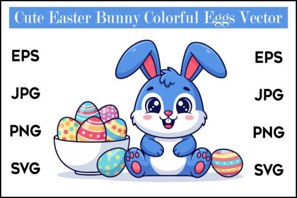 Download Cute Easter Bunny Colorful Eggs Vector - Premium Resources